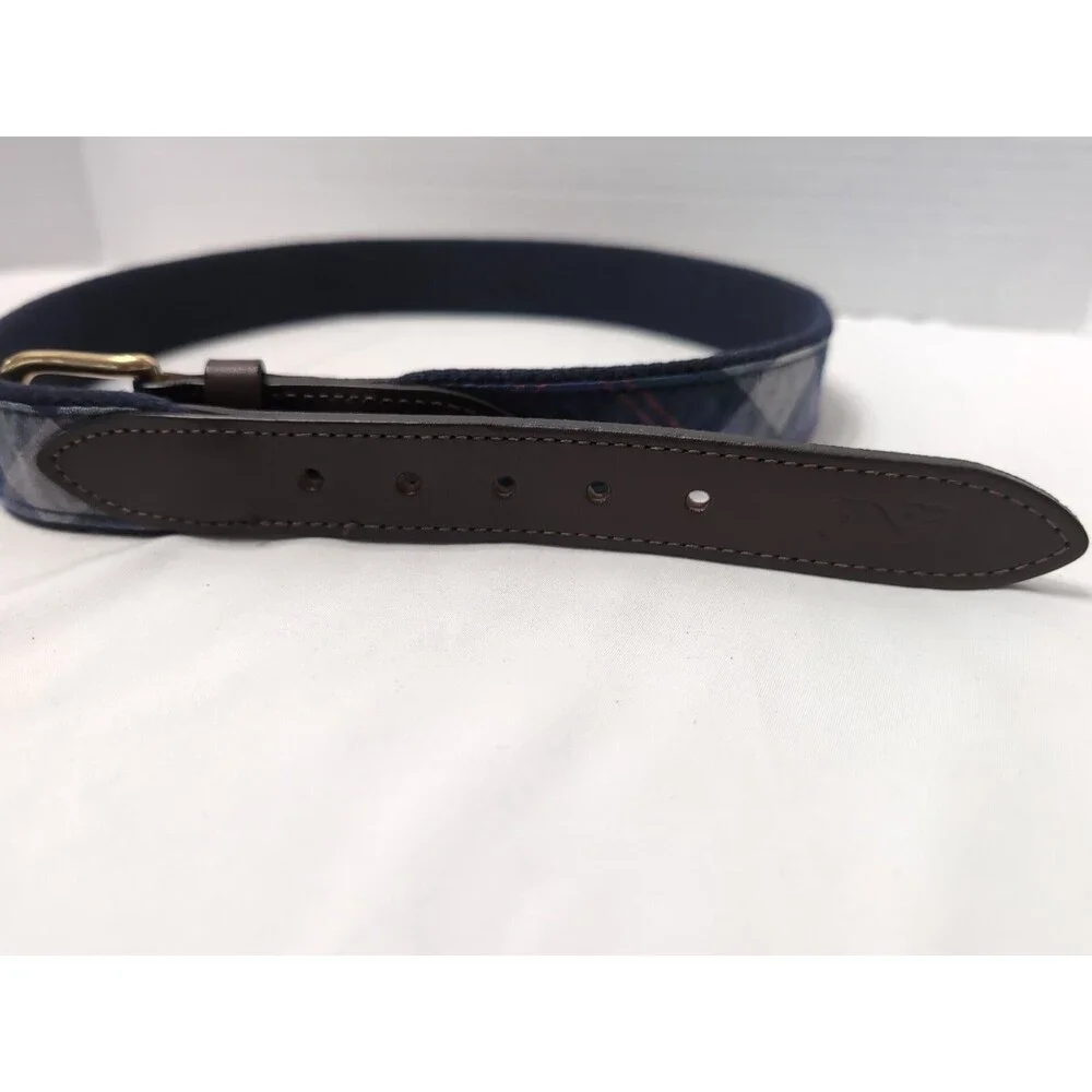 VINEYARD VINES size 30 belt Blackwatch Plaid Canvas Leather Golf NEW